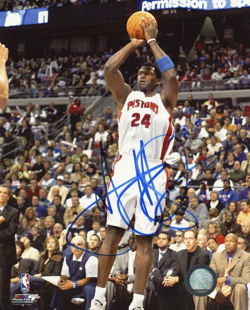 ANTONIO MCDYESS DETROIT PISTONS #24 SIGNED AUTOGRAPHED 8X10 PHOTO W/COA