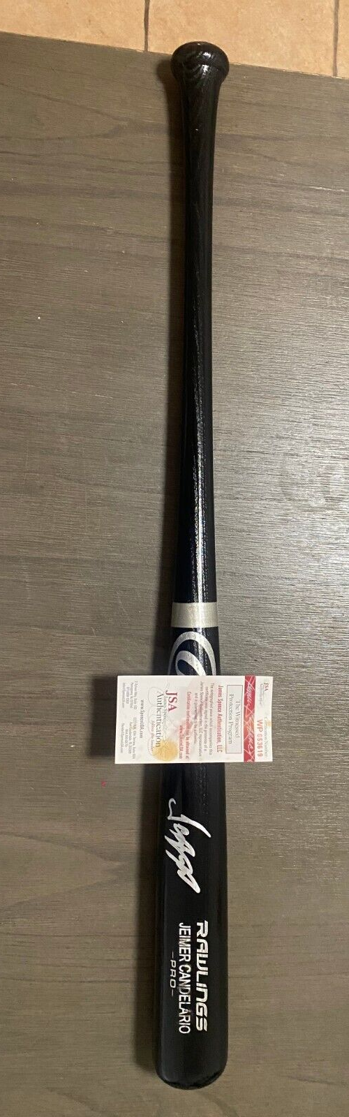 JEIMER CANDELARIO CINCINNATI REDS SIGNED AUTO RAWLINGS ENGRAVED BLACK BAT JSA