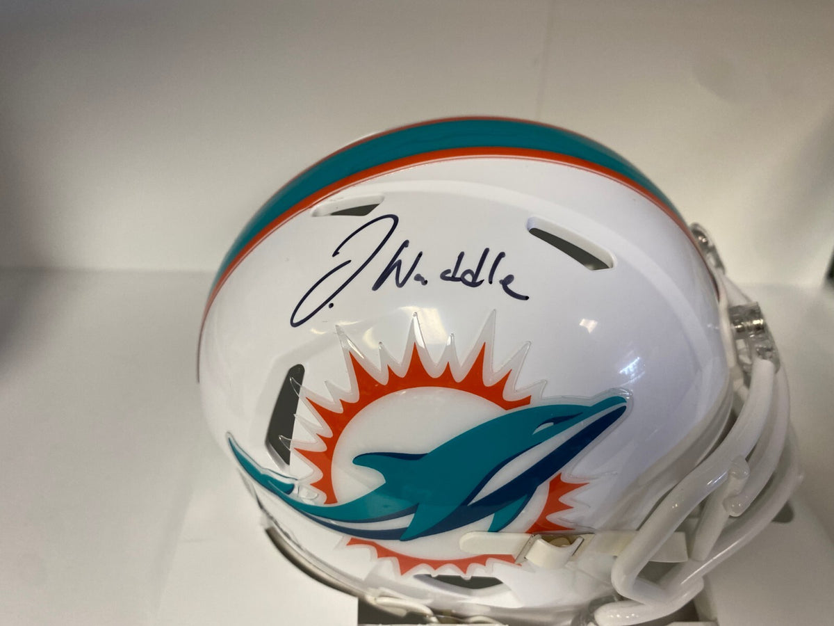 JAYLON WADDLE MIAMI DOLPHINS SIGNED AUTOGRAPHED MINI HELMET BECKETT BAS