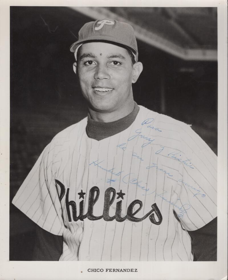 CHICO FERNANDEZ PHILLIES PERSONALIZED RARE SIGNED 8X10 PHOTO W/ COA