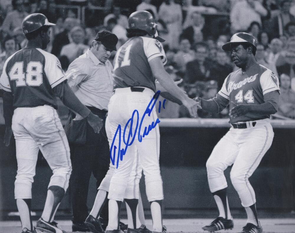DARRELL EVANS W/ HANK AARON  BRAVES SIGNED 8X10 PHOTO W/ COA