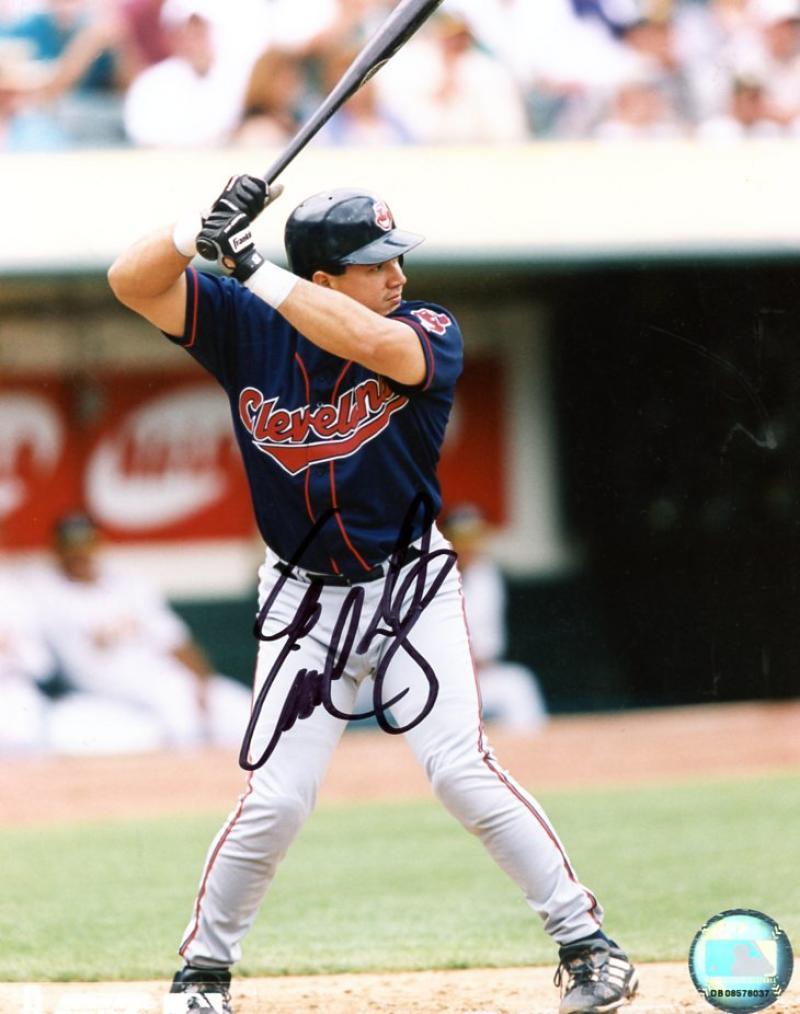 EINAR DIAZ CLEVELAND INDIANS SIGNED ACTION 8X10 W/COA