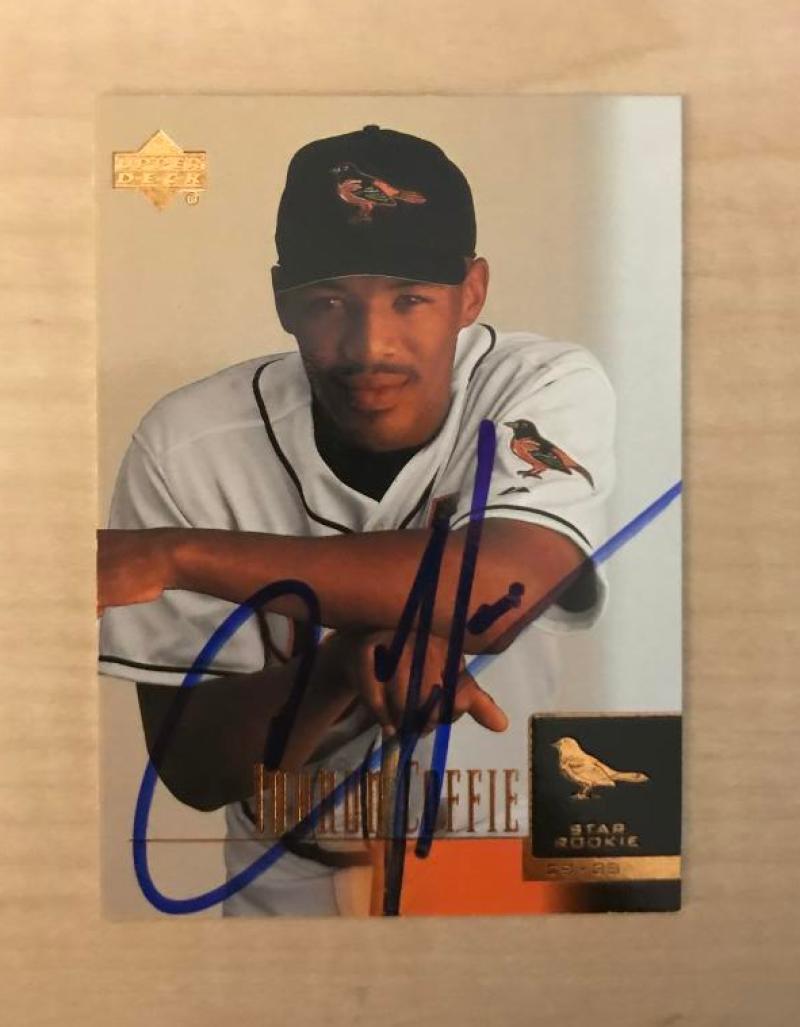 IVANON COFFIE BALTIMORE ORIOLES SIGNED AUTOGRAPHED 2001 UPPER DECK CARD#14 W/COA