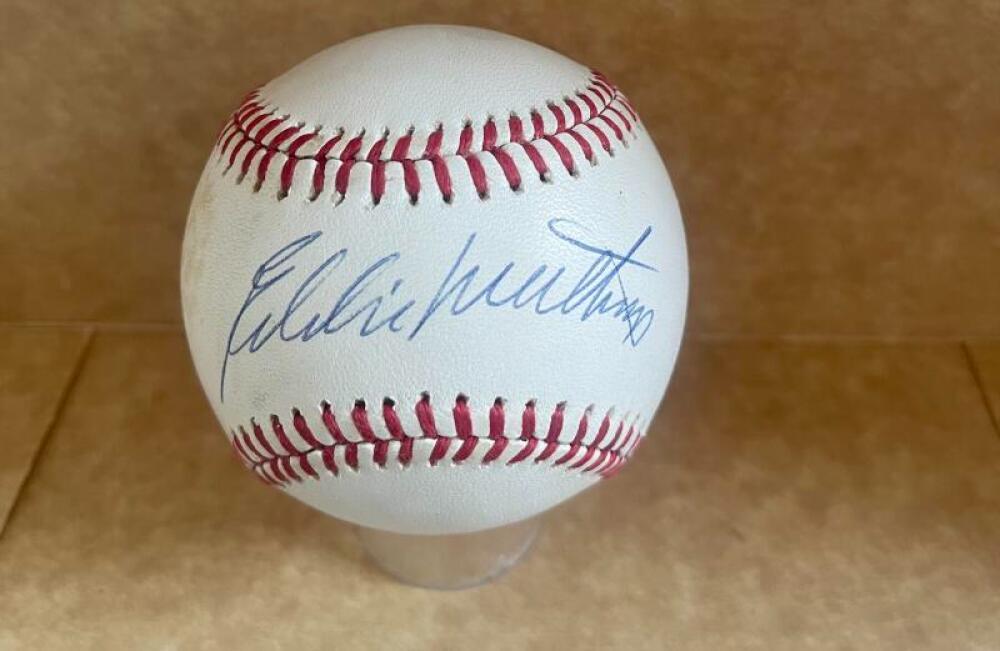 EDDIE MATHEWS MILWAUKEE BRAVES  SIGNED AUTOGRAPHED N.L. BASEBALL JSA AUTH