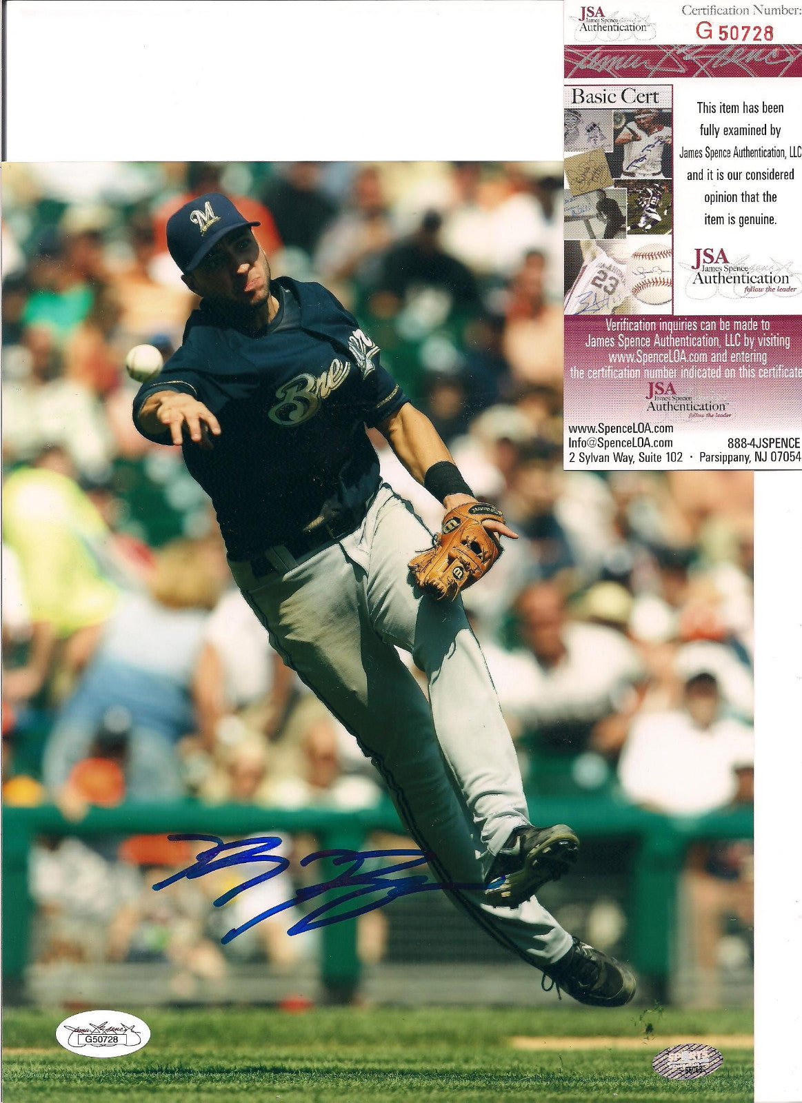 RYAN BRAUN MILWAUKEE BREWERS AUTOGRAPHED SIGNED 8X10 PHOTO W/JSA