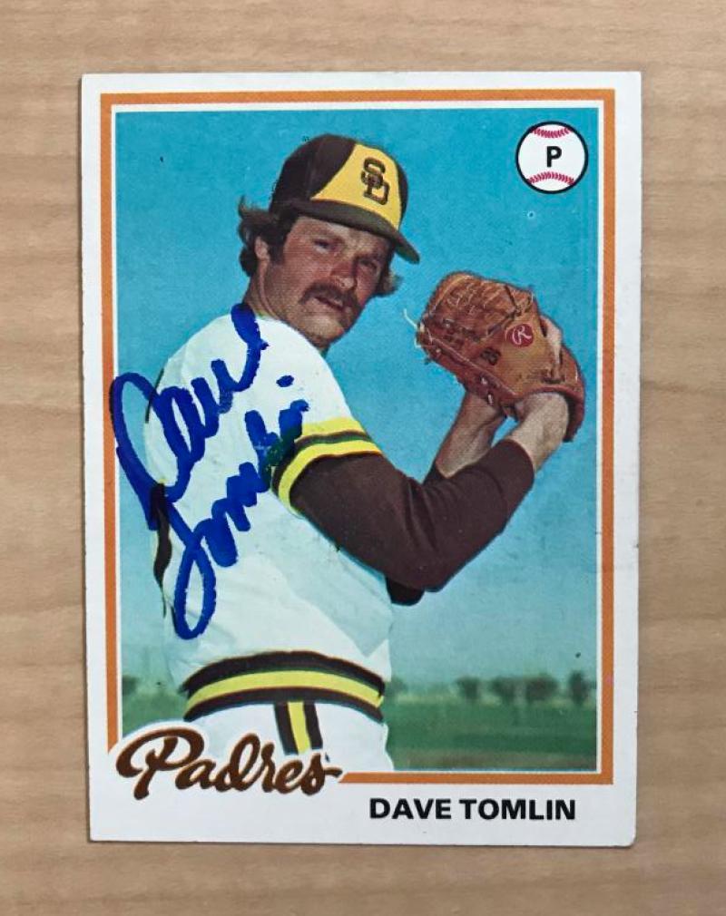 DAVE TOMLIN SAN DIEGO PADRES SIGNED AUTOGRAPHED 1978 TOPPS CARD #87 W/COA