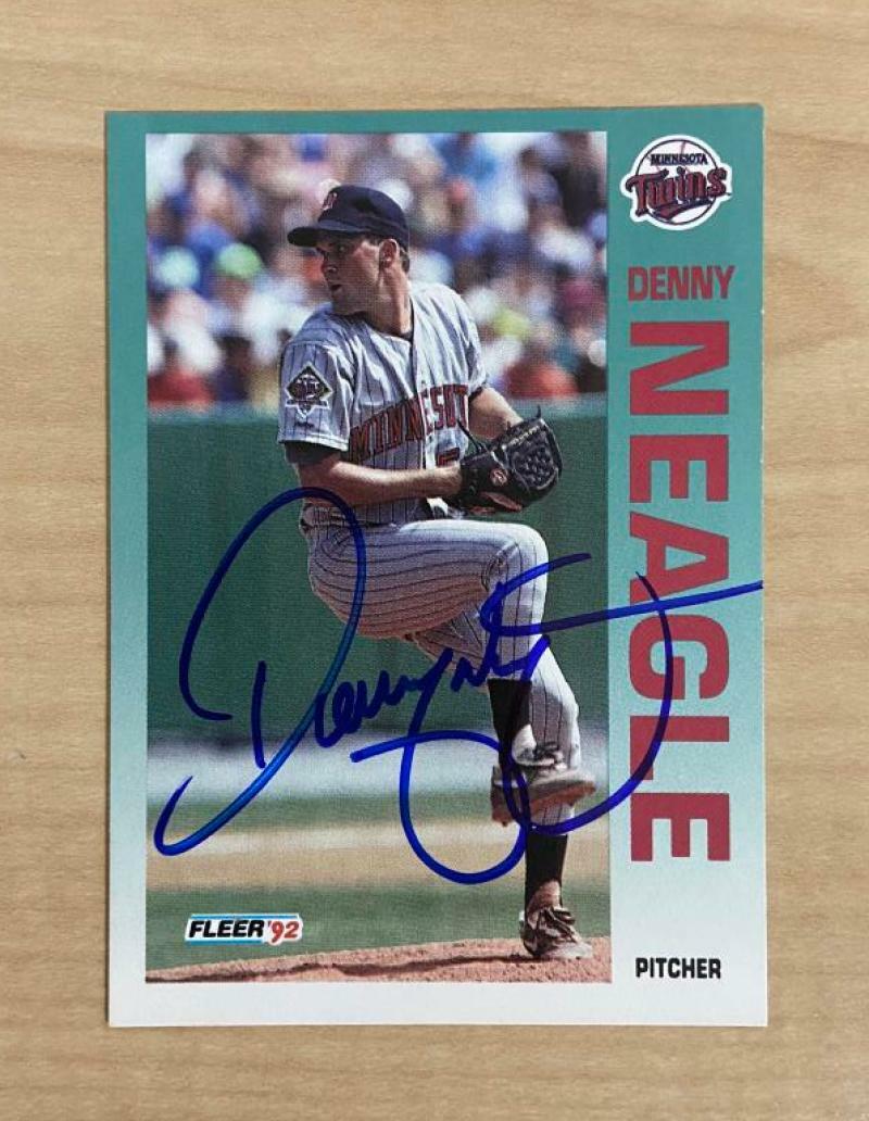 DENNY NEAGLE MINNESOTA TWINS SIGNED AUTOGRAPHED 1992 FLEER CARD #213 W/COA