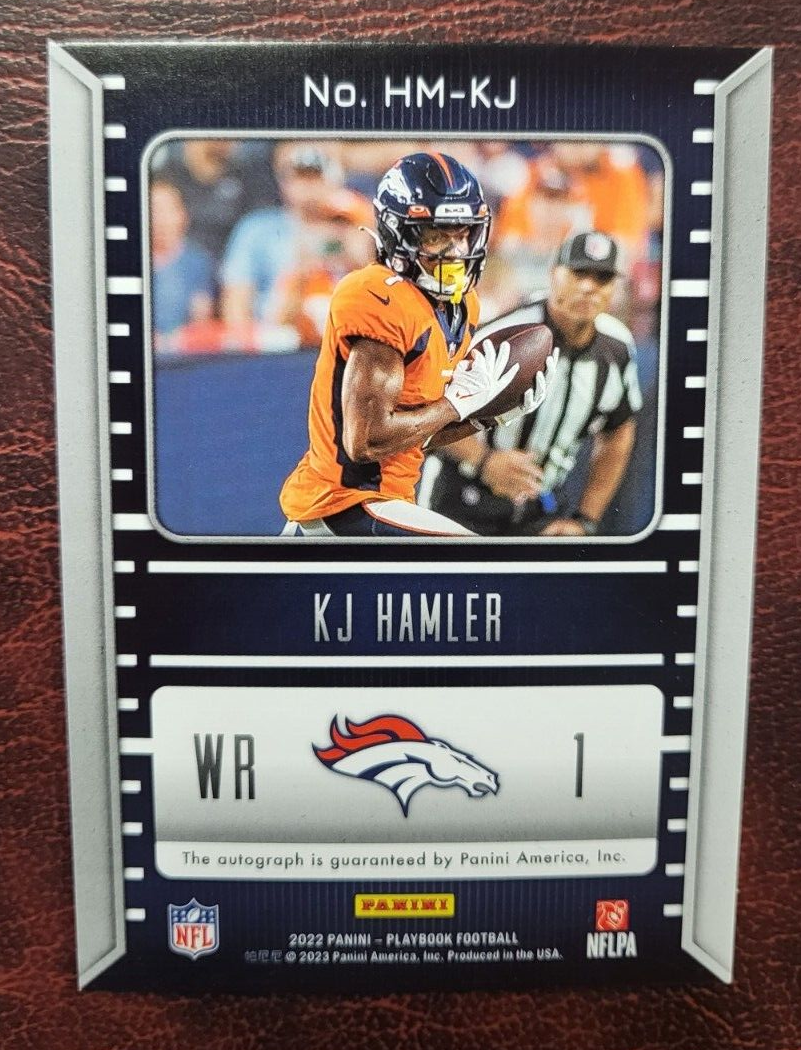 2022 PANINI PLAYBOOK HASH MARKS KJ HAMLER BRONCOS AUTO AUTOGRAPH CARD /199