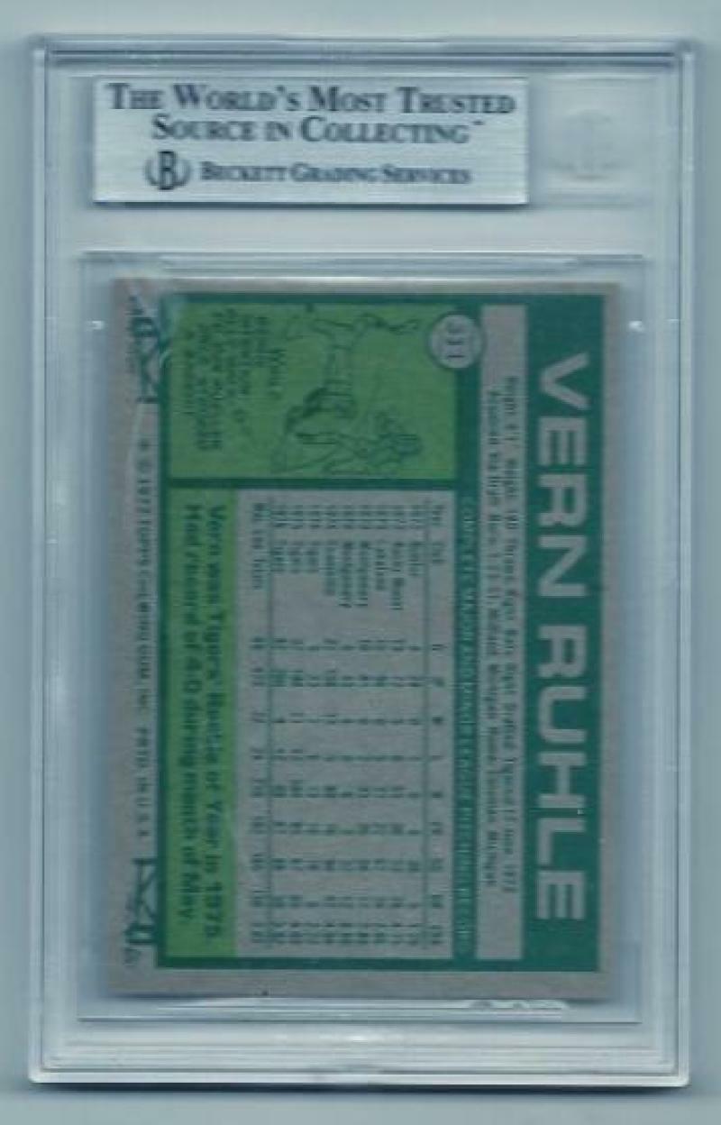1977 TOPPS VERN RUHLE TIGERS DECEASED SIGNED CARD BECKETT AUTHENTIC AUTO