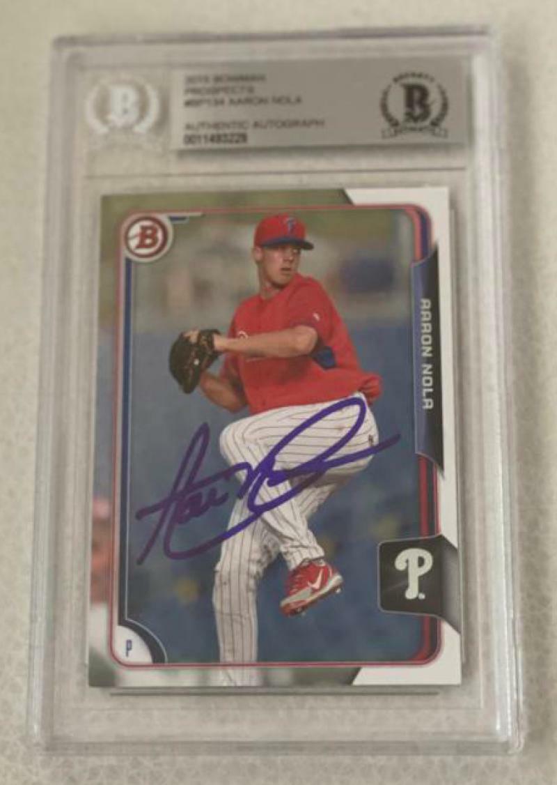 2015 BOWMAN PROSPECTS AARON NOLA PHILLIES  BP134   SIGNED CARD BECKETT AUTHENTIC