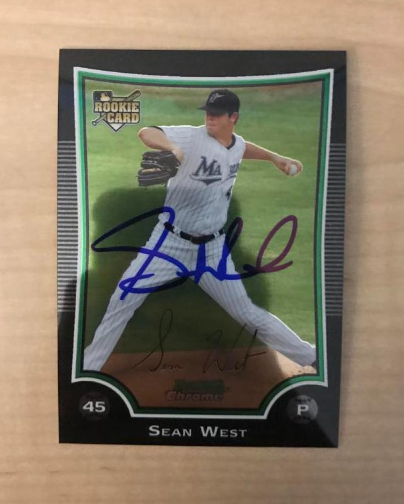 SEAN WEST FLORIDA MARLINS SIGNED AUTOGRAPHED 2009 BOWMAN CHROME CARD#BDP47 W/COA