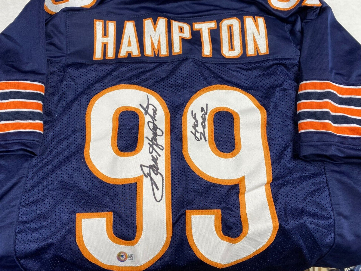 DAN HAMPTON CHICAGO BEARS #99 HOF 2002 SIGNED AUTOGRAPHED CUSTOM JERSEY BECKETT