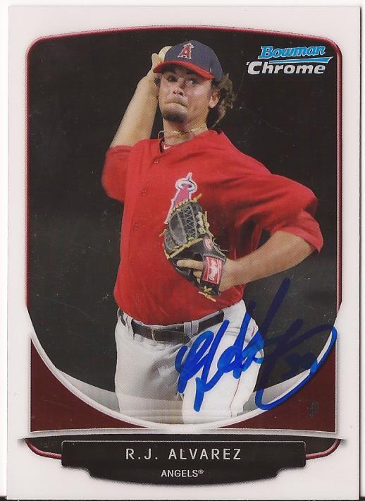 R.J. ALVAREZ SIGNED AUTOGRAPHED 2013 BOWMAN CHROME RC #170 W/COA 