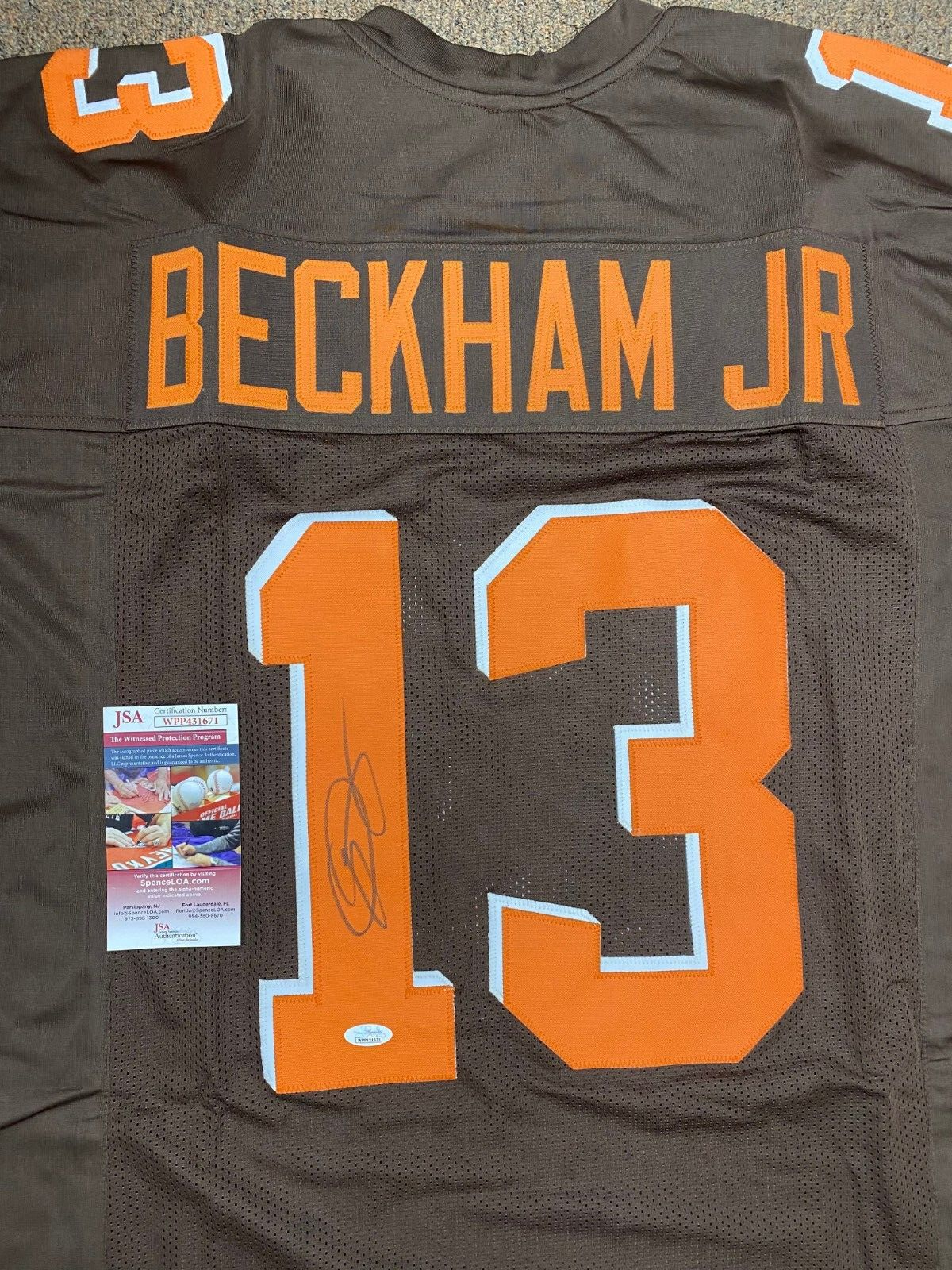 ODELL BECKHAM JR #13 CLEVELAND BROWNS SIGNED AUTOGRAPHED CUSTOM JERSEY SZ XL JSA