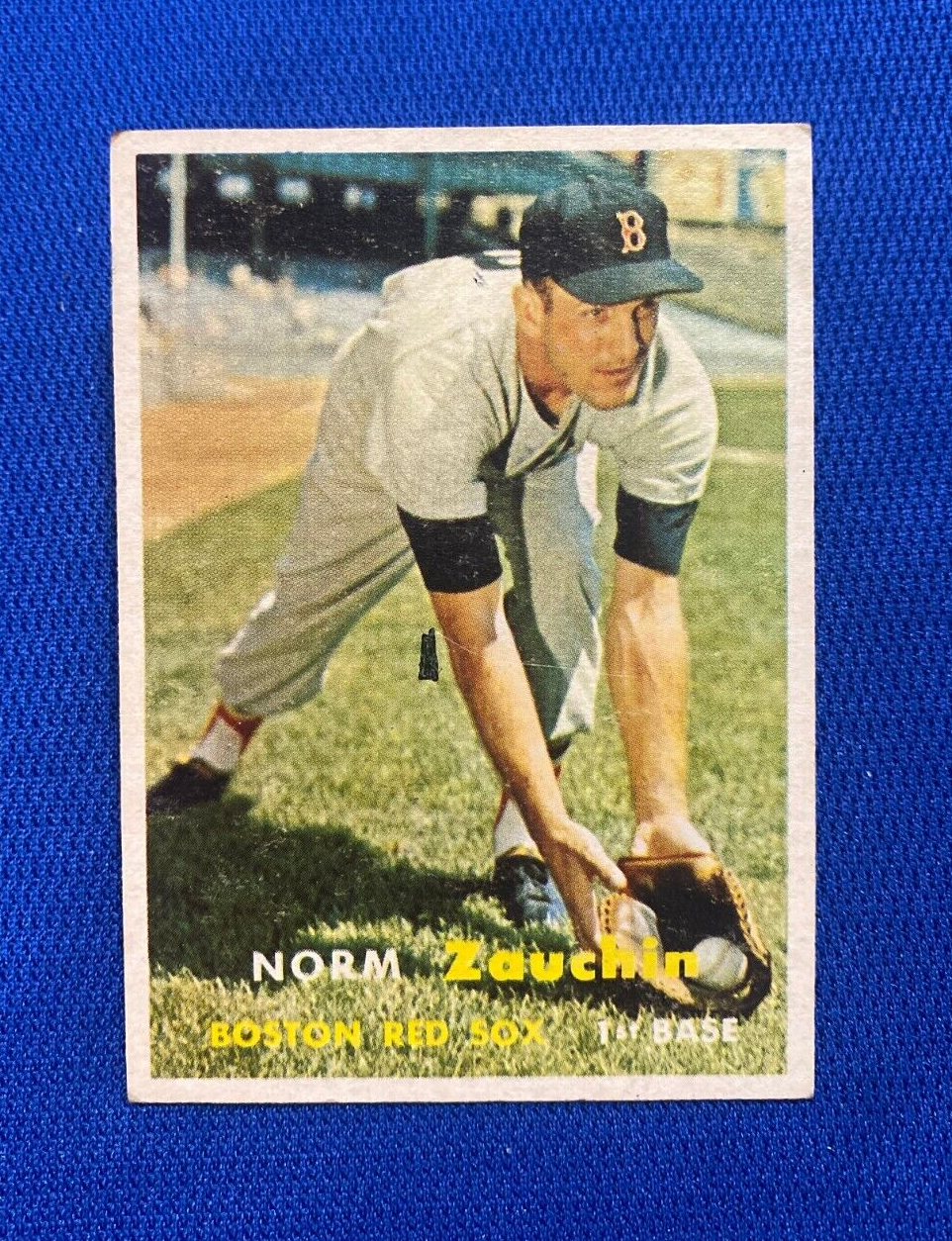 1957 TOPPS NORM ZAUCHIN BOSTON RED SOX #372 CARD VINTAGE SET-BREAK