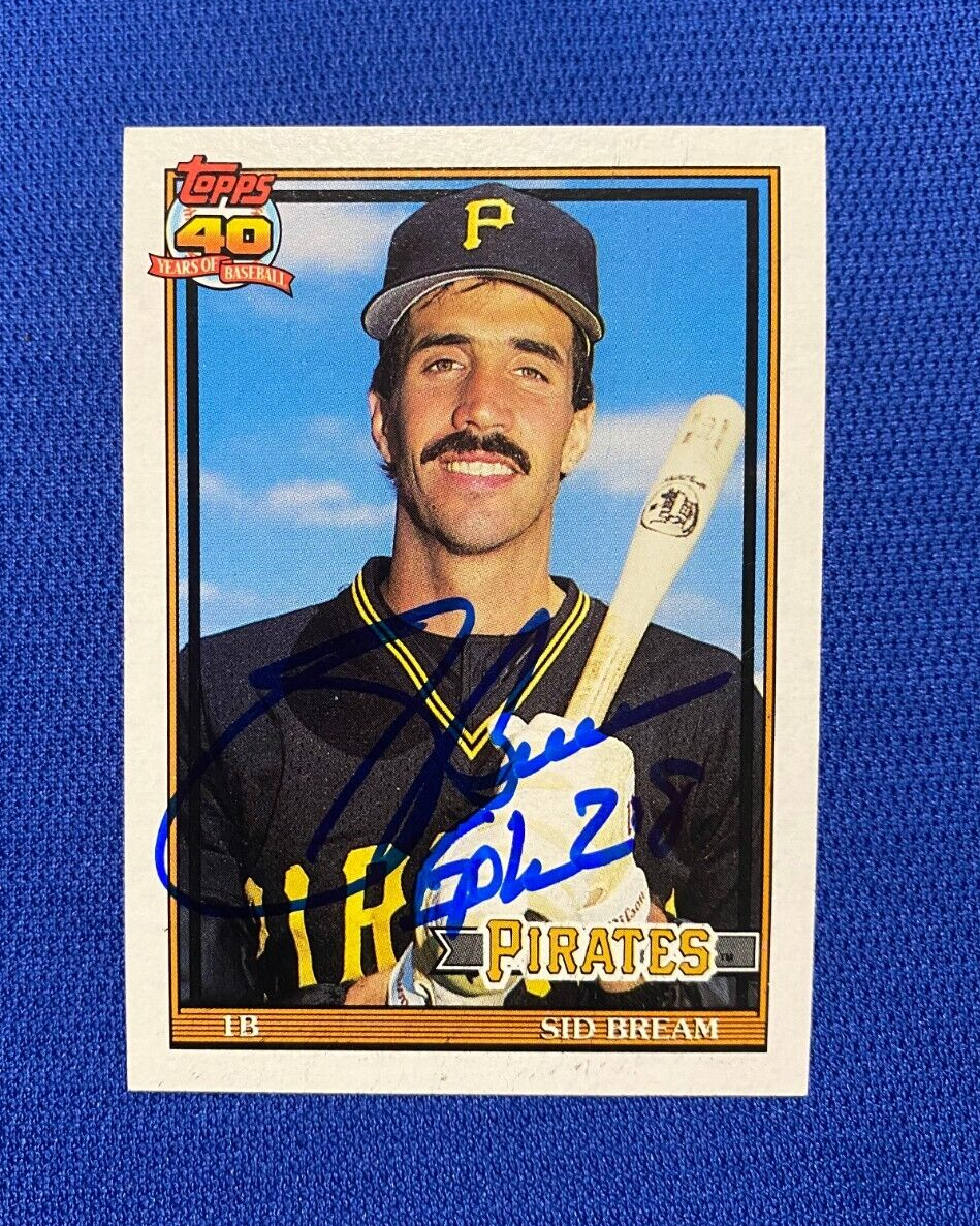 1991 TOPPS SID BREAM PITTSBURGH PIRATES SIGNED AUTOGRAPHED #354 CARD W/COA
