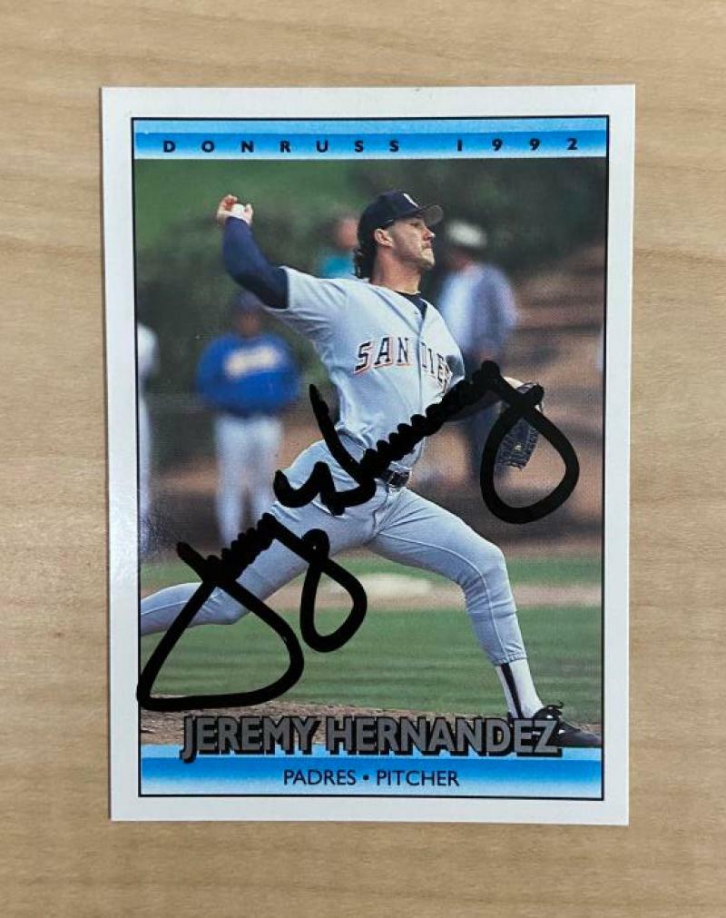 JEREMY HERNANDEZ SAN DIEGO PADRES SIGNED 1992 DONRUSS CARD #756 W/COA