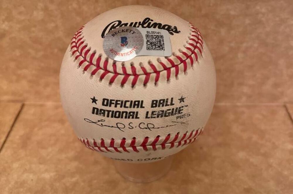SID MONGE PHILLIES/PADRES SIGNED AUTOGRAPHED N.L. BASEBALL BECKETT AUTH