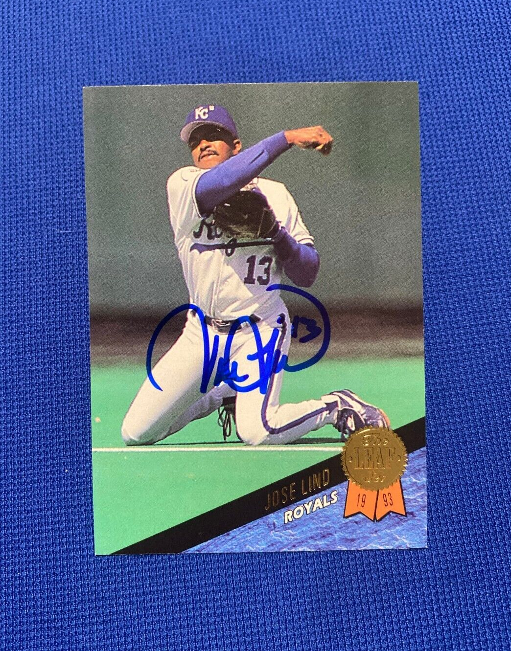 1993 LEAF JOSE LIND KC KANSAS CITY ROYALS  SIGNED AUTOGRAPH CARD #402 COA