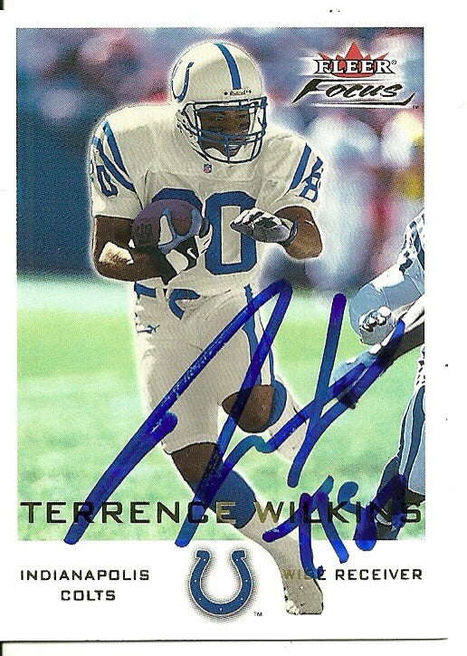 TERRENCE WILKINS INDIANAPOLIS COLTS SIGNED AUTOGRAPHED 2000 FLEER CARD #27 W/COA