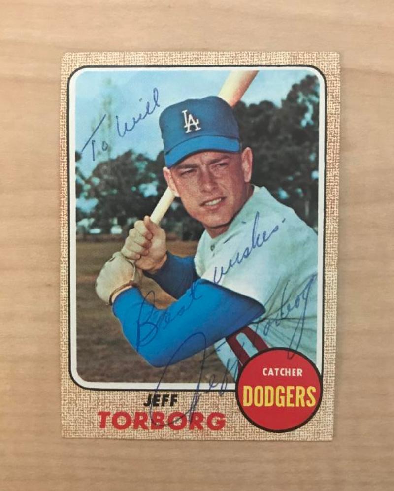 JEFF TORBORG LOS ANGELES DODGERS SIGNED VINTAGE 1968 TOPPS CARD #492 W/COA