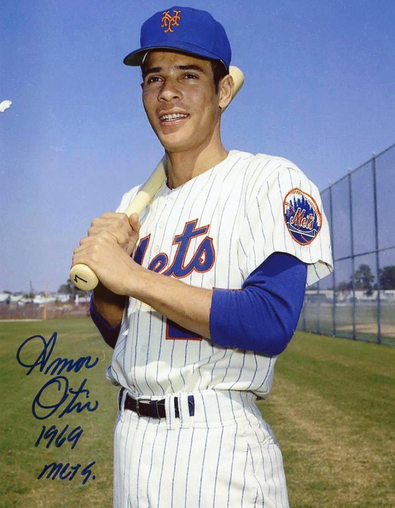 AMOS OTIS 1969 METS SIGNED 8X10 PHOTO W/COA