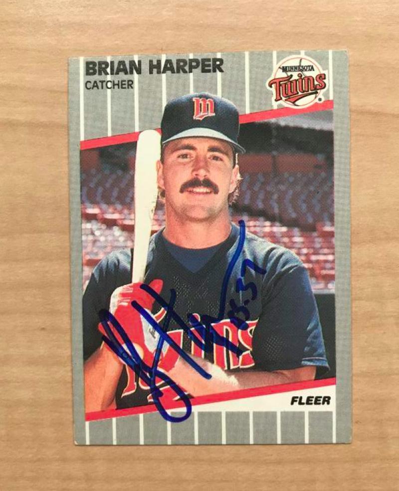 BRIAN HARPER MINNESOTA TWINS SIGNED AUTOGRAPHED 1989 FLEER CARD #114 W/COA