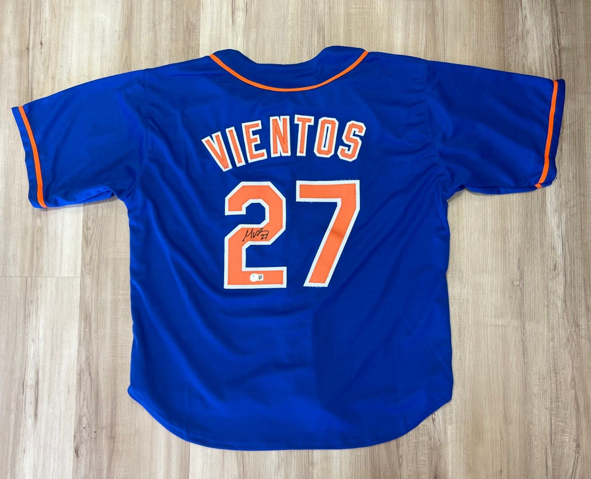 MARK VIENTOS NEW YORK METS SIGNED AUTOGRAPH BLUE CUSTOM JERSEY SZ XL BECKETT *