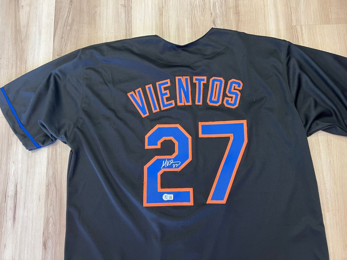 MARK VIENTOS NEW YORK METS SIGNED AUTOGRAPH BLACK CUSTOM JERSEY SZ XL BECKETT *