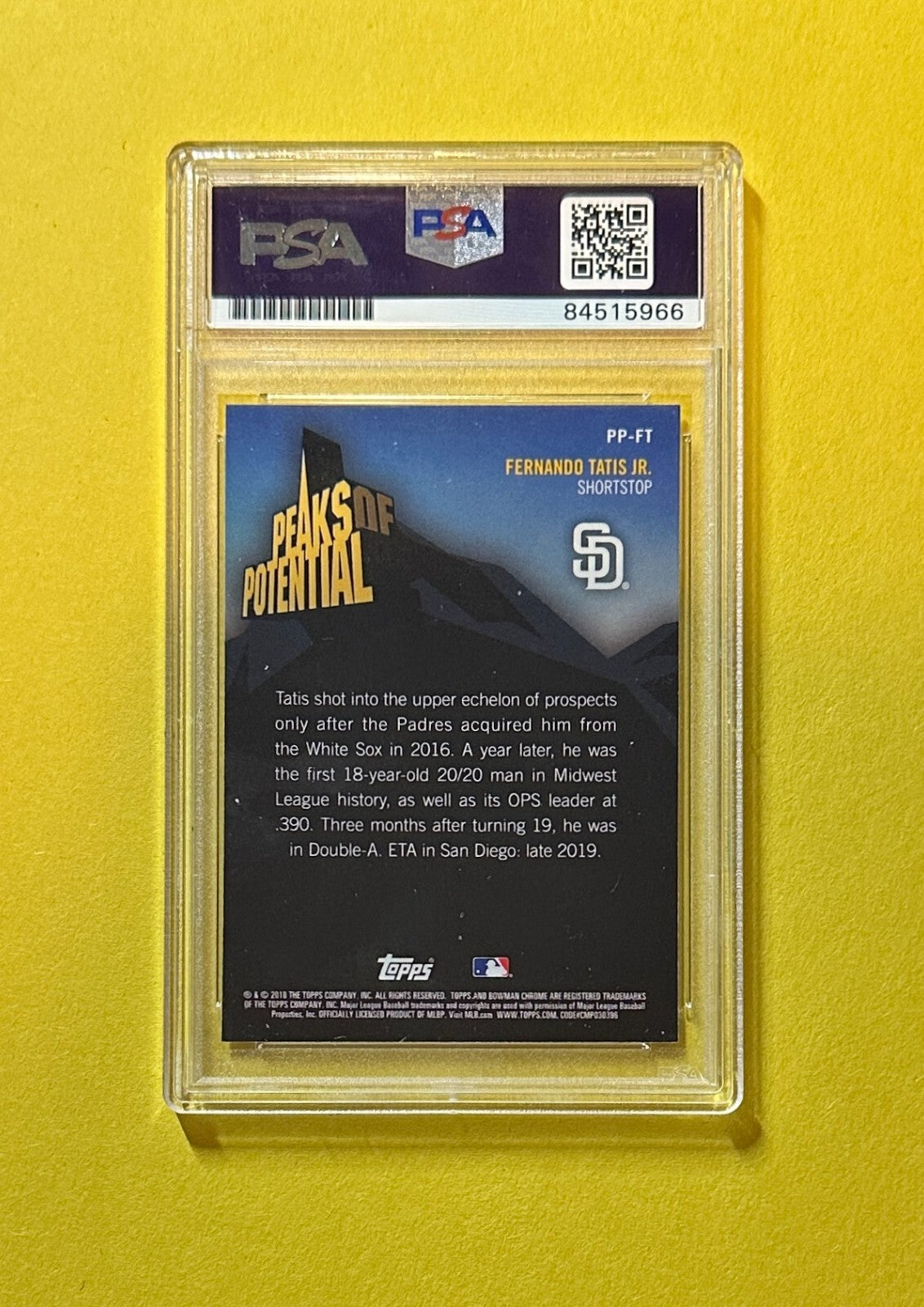 2018 BOWMAN CHROME FERNANDO TATIS JR AUTHENTIC PSA SIGNED AUTO CARD #PP-FT