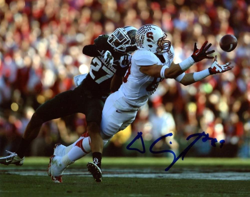 DAVON CAJUSTE STANFORD SIGNED AUTOGRAPHED CATCH 8X10 PHOTO W/COA