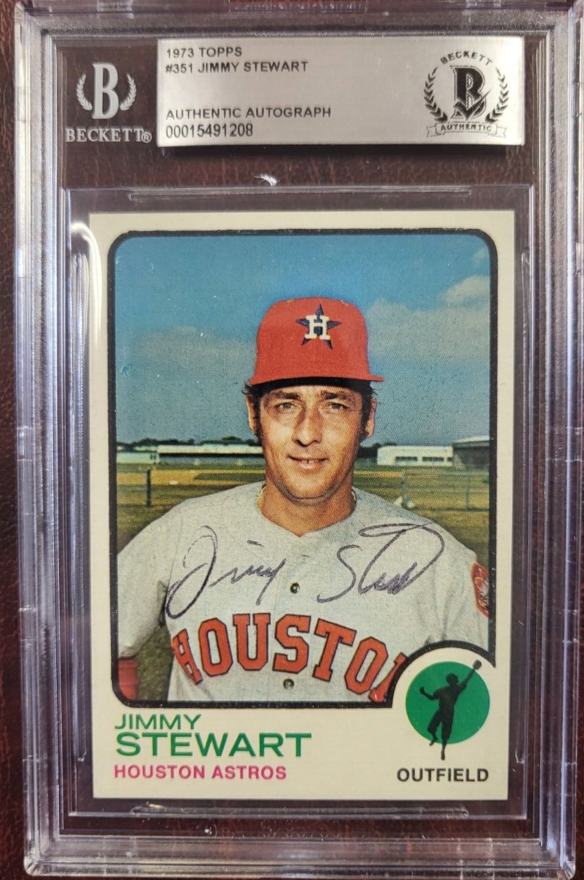 1973 TOPPS JIMMY STEWART ASTROS SIGNED AUTOGRAPH #351 BASEBALL CARD BECKETT