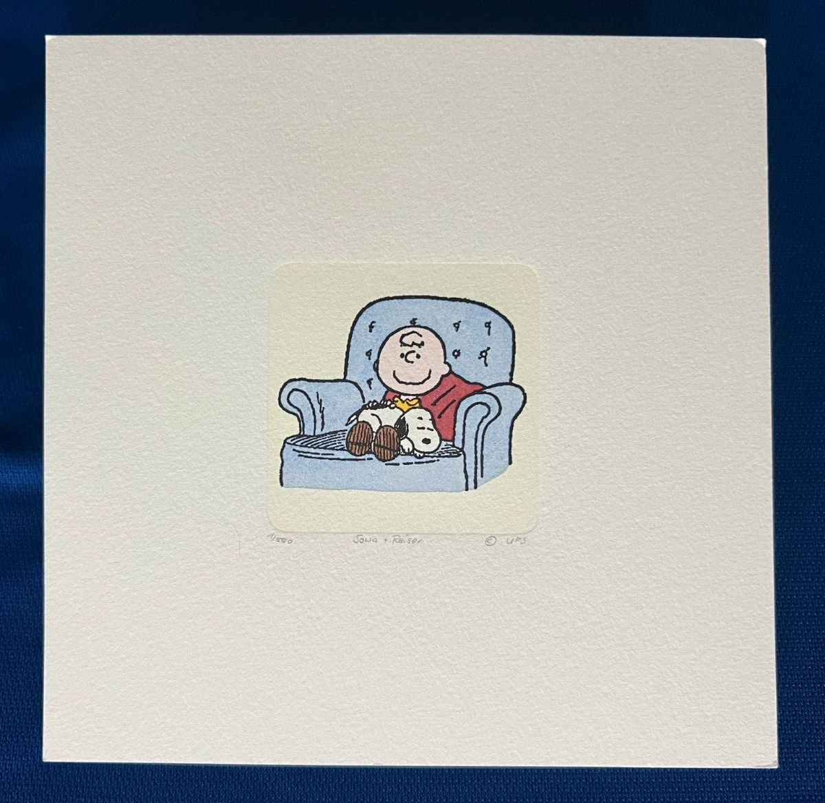 CHARLIE BROWN SNOOPY RESTING SOWA & REISER HAND PAINTED ETCHING PAINTING /500