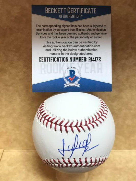 JULIO PABLO MARTINEZ RANGERS ROOKIE YEAR SIGNED M.L. BASEBALL BECKETT R14172