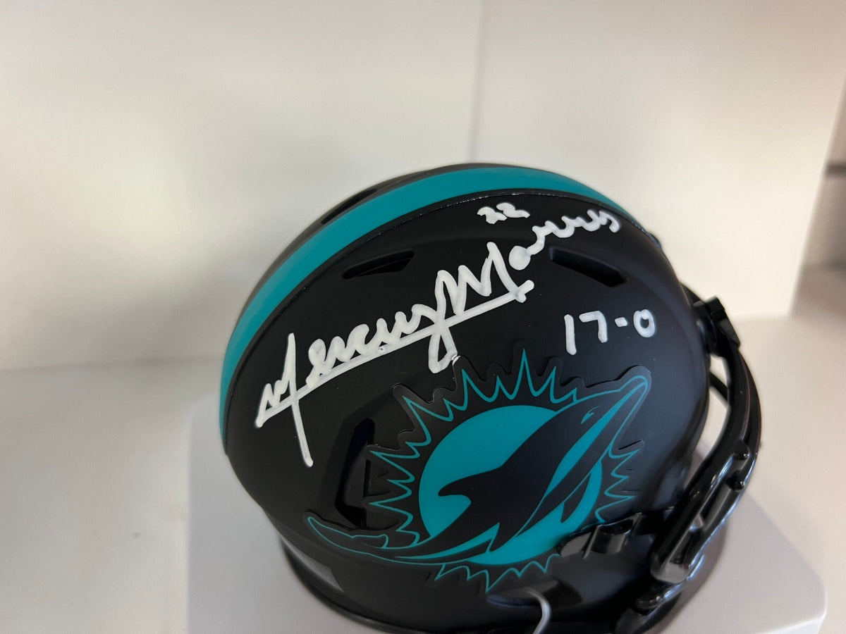 MERCURY MORRIS 17-0 MIAMI DOLPHINS SIGNED AUTOGRAPH ECLIPSE MINI HELMET W/COA