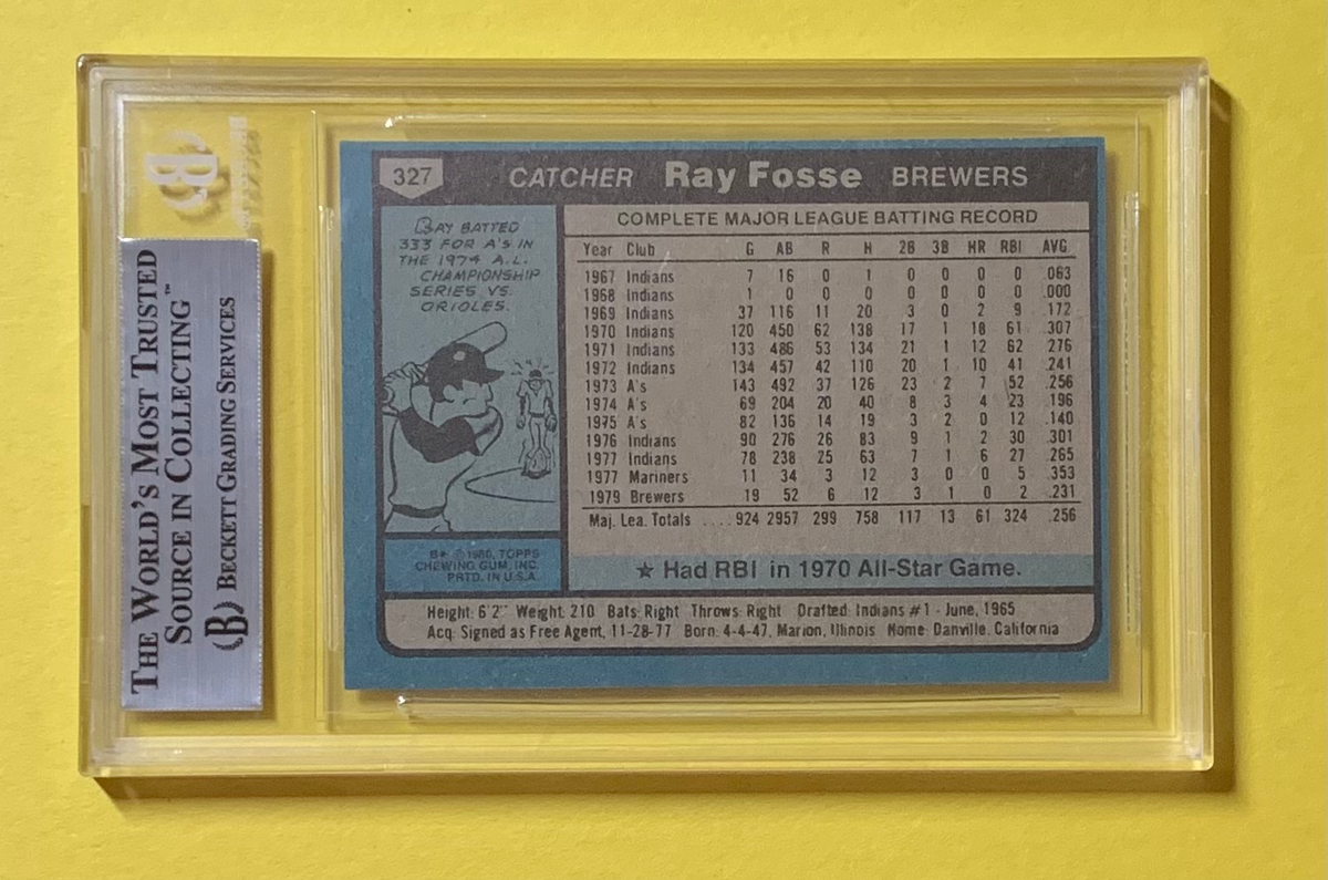 1980 TOPPS RAY FOSSE #327 AUTHENTIC AUTO BECKETT CERTIFIED BREWERS