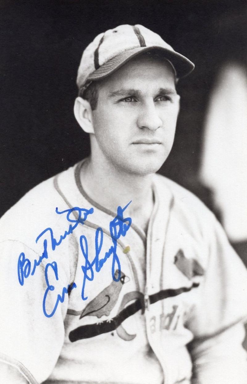 ENOS SLAUGHTER ST. LOUIS CARDINALS HOFER POSTCARD SIGNED AUTOGRAPHED W/ COA