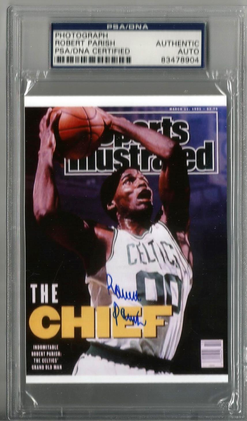 ROBERT PARRISH BOSTON CELTICS SPORTS ILLUSTRATED PSA/DNA SLABBED 3X5 PHOTO