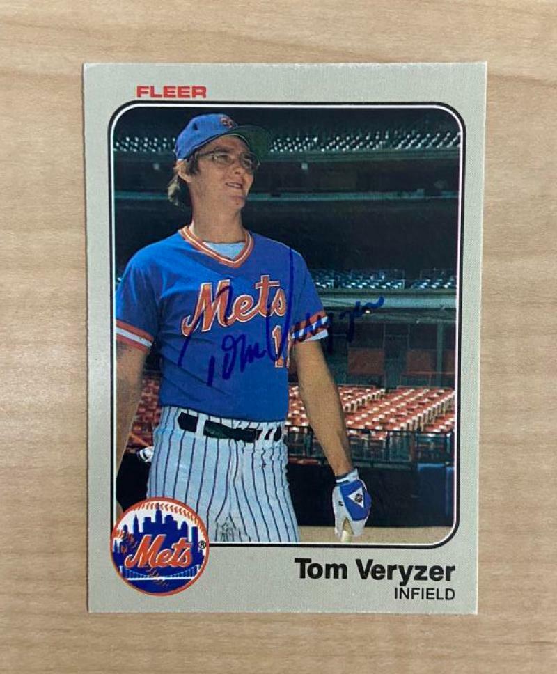 TOM VERYZER NEW YORK METS SIGNED AUTOGRAPHED 1983 FLEER CARD #559 W/COA