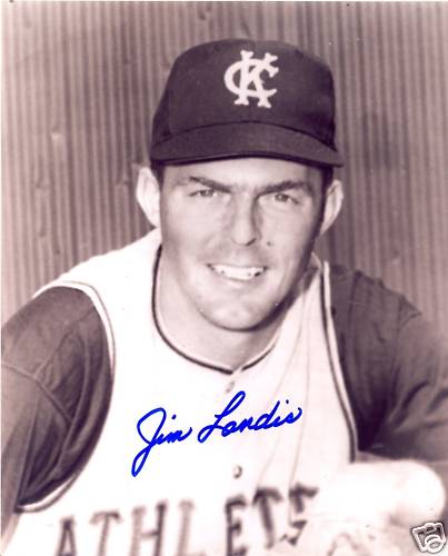JIM LANDIS KANSAS CITY A'S SIGNED 8X10 PHOTO W/COA