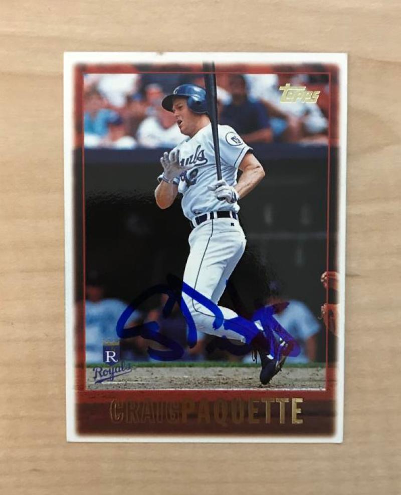CRAIG PAQUETTE KANSAS CITY ROYALS SIGNED AUTOGRAPHED 1997 TOPPS CARD #417 W/COA