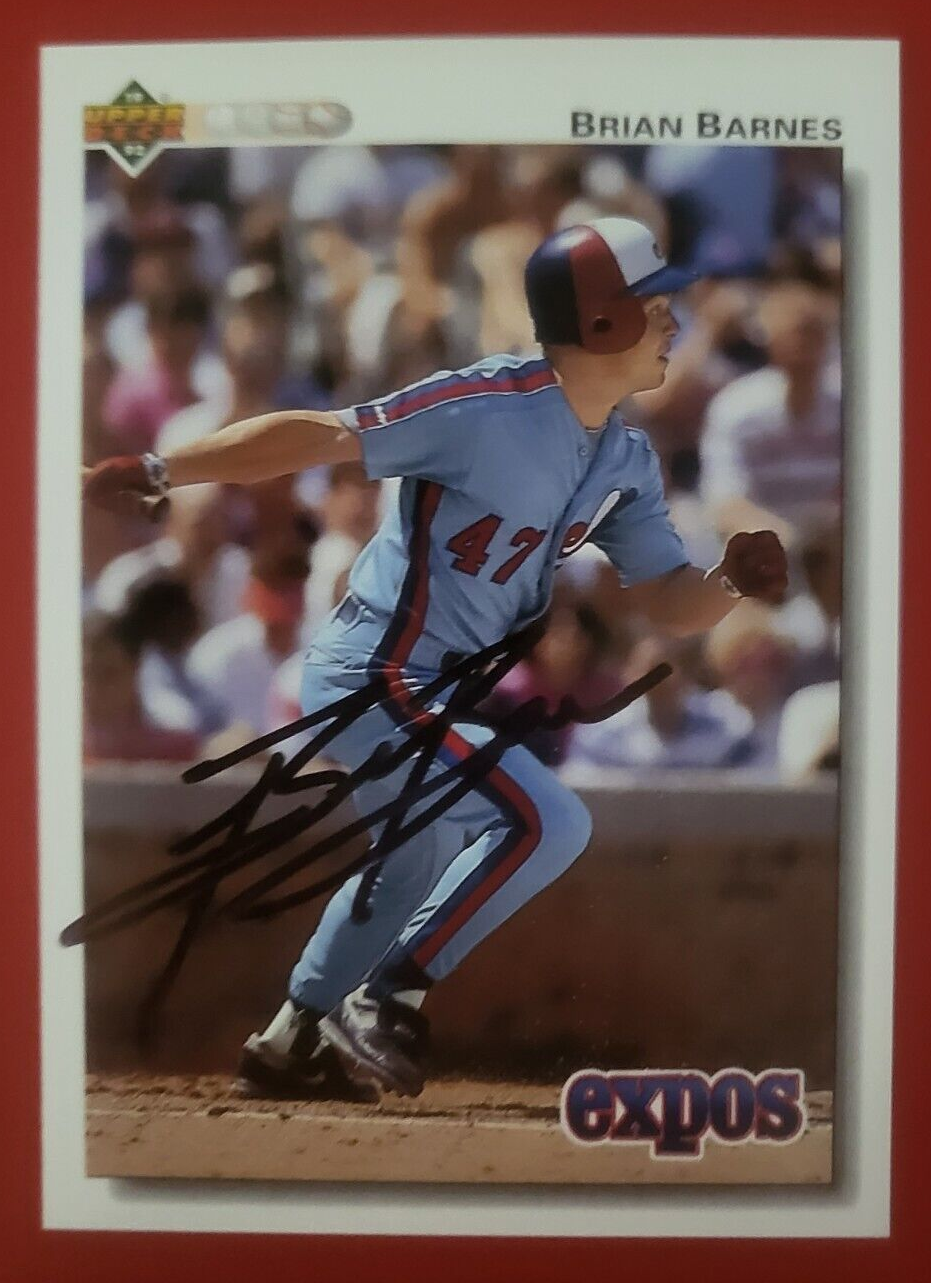1992 UPPER DECK BRIAN BARNES MONTREAL EXPOS SIGNED AUTOGRAPHED AUTO CARD #361