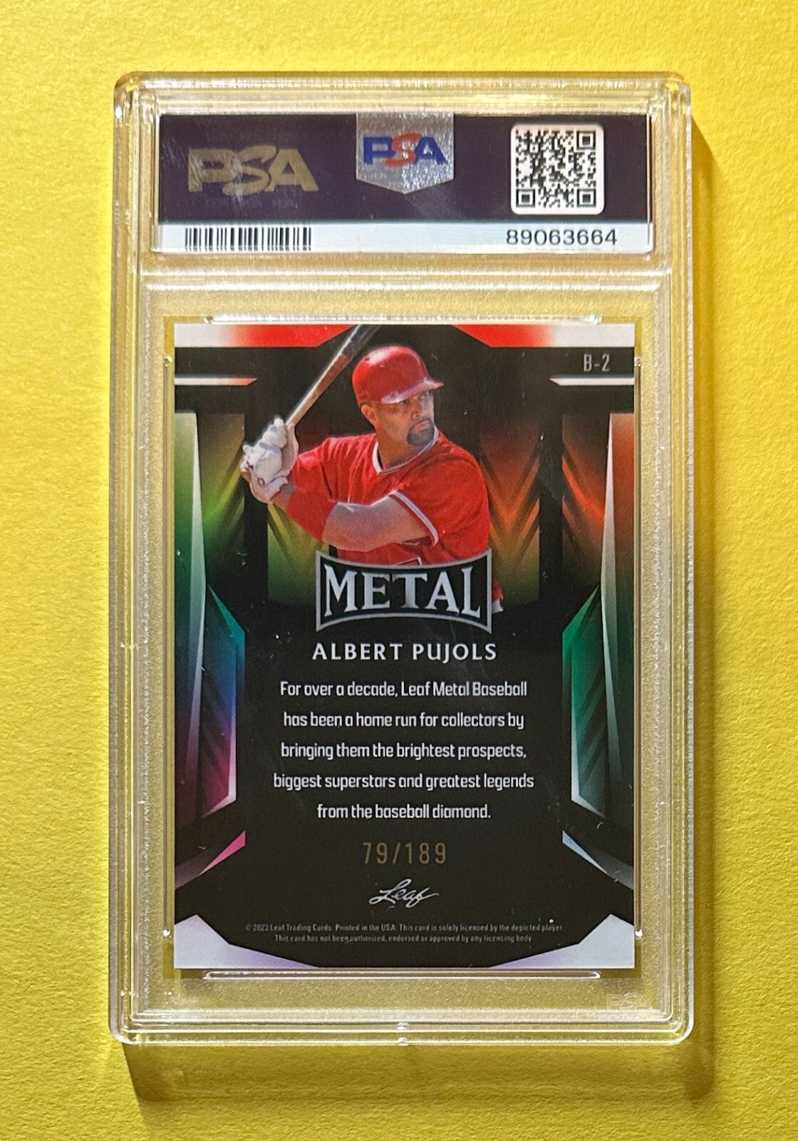 2023 LEAF METAL ALBERT PUJOLS /189 #B-2 PSA MINT 9