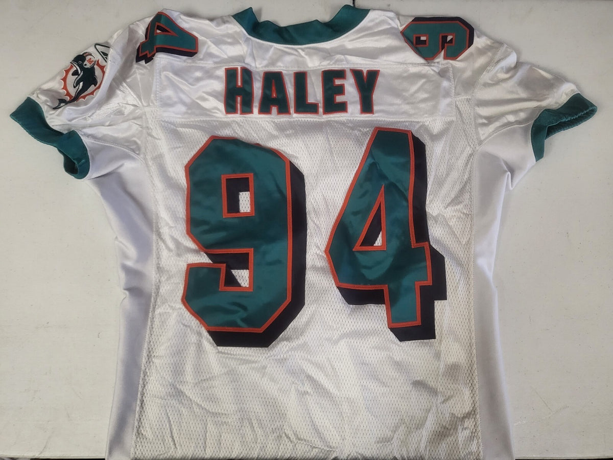 MIAMI DOLPHINS JERMAINE HALEY #94 GAME ISSUED REEBOK NFL FOOTBALL JERSEY