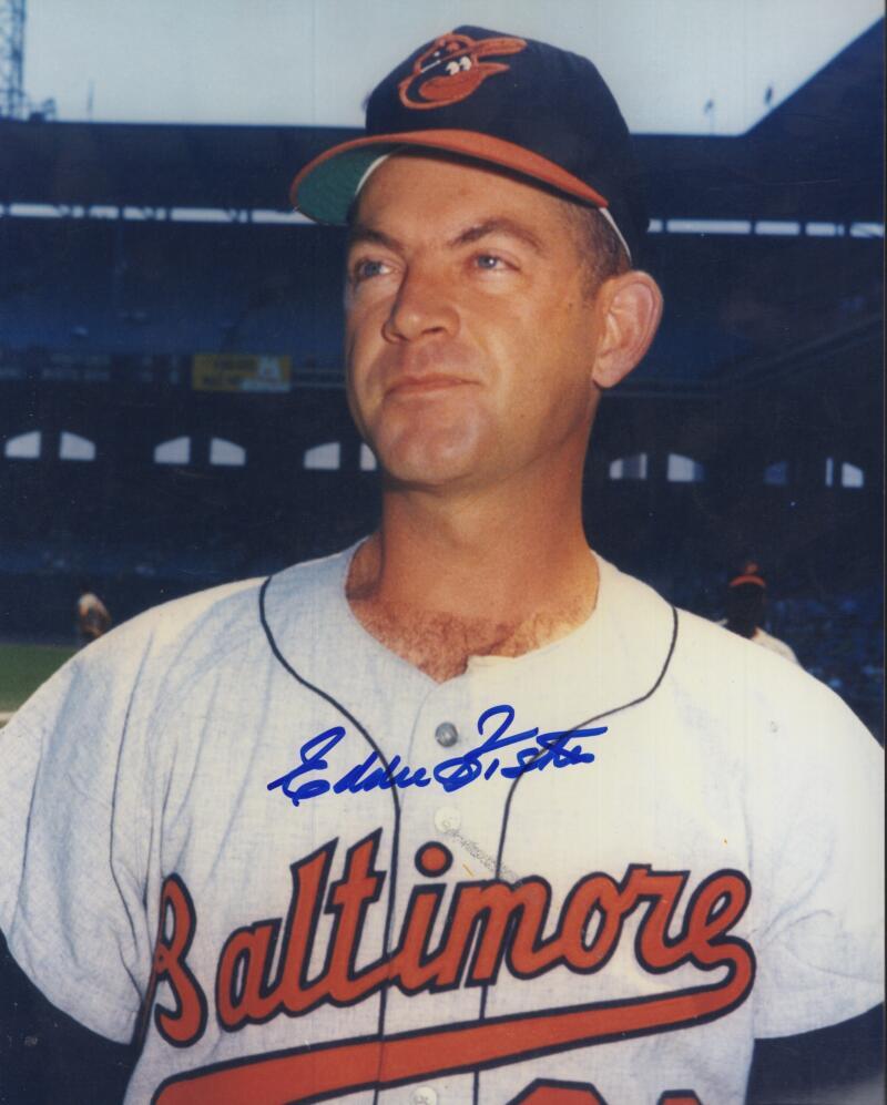 EDDIE FISHER   BALTIMORE  ORIOLES  SIGNED AUTOGRAPHED 8X10 PHOTO W/ COA