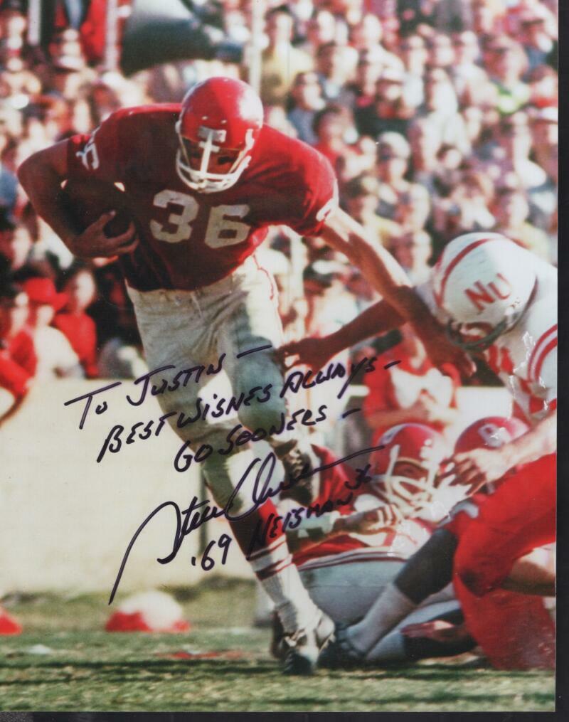 STEVE OWENS 69 HEISMAN PERSONALIZED  SIGNED  8X10 PHOTO W/ COA