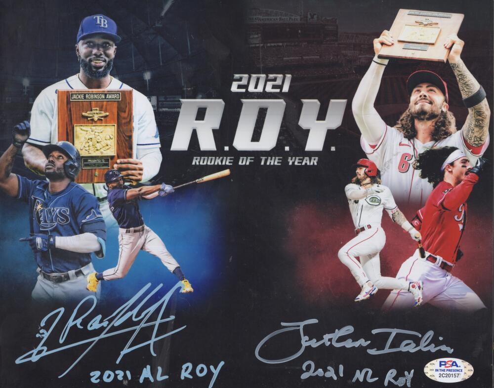 AROZARENA INDIA 2021 ROY INSCRIBED SIGNED AUTOGRAPHED 8X10 PHOTO PSA 