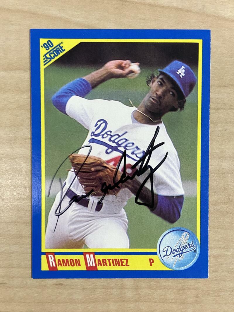 RAMON MARTINEZ LOS ANGELES DODGERS SIGNED AUTOGRAPHED 1990 SCORE CARD #461 W/COA