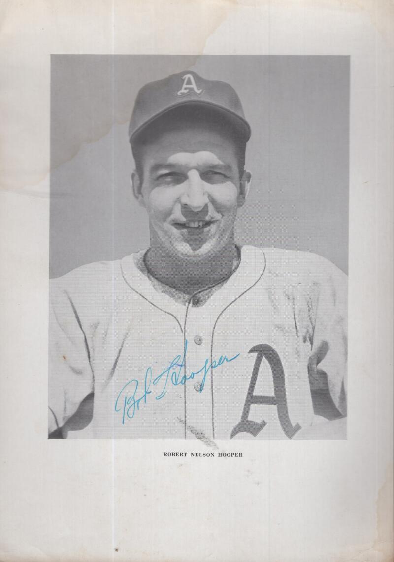 ORIGINAL PHILADELPHIA ATHLETICS BOB HOOPER  SIGNED PHOTO  W/ COA