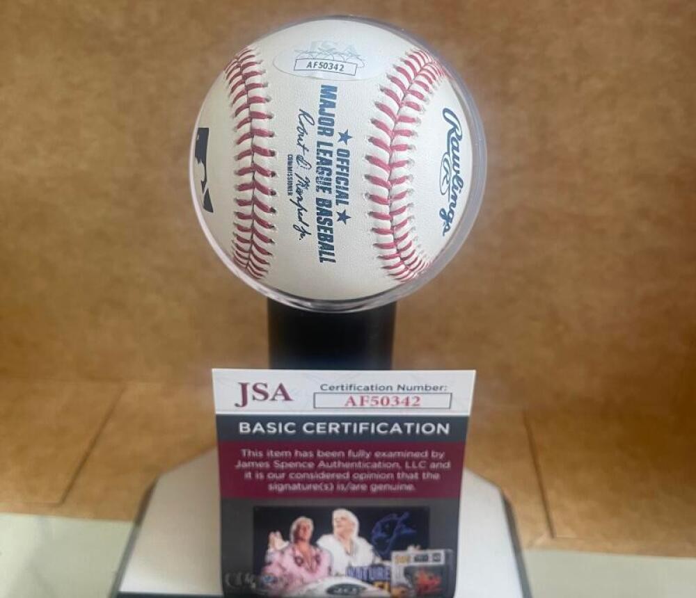 JAVY LOPEZ #8 BRAVES HOF SIGNED AUTOGRAPHED M.L. BASEBALL JSA AUTH